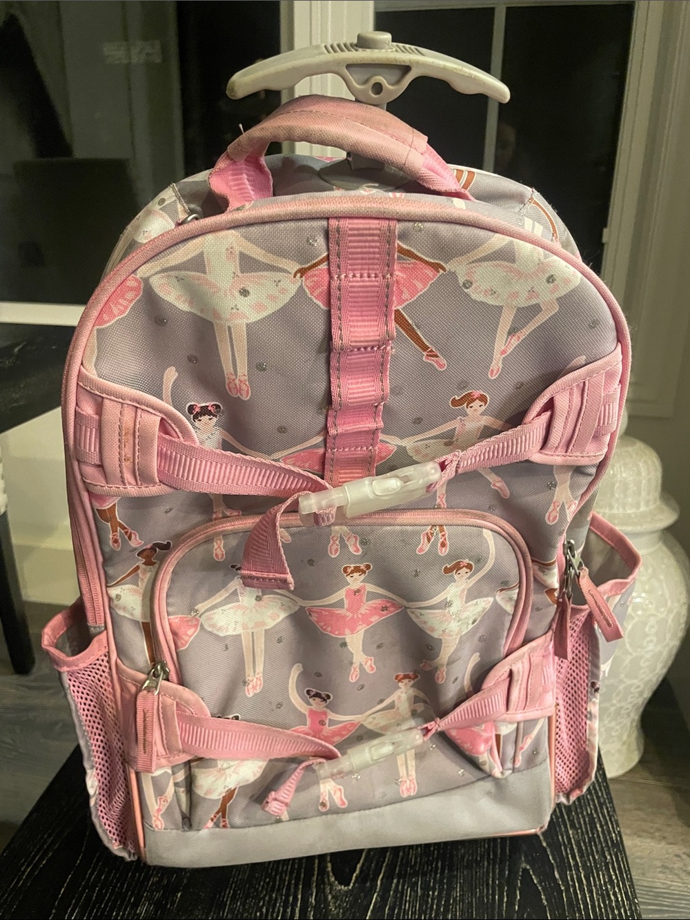 Pottery Barn Kids Pink and Gray Ballerina Backpack